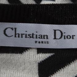 Dior Monochrome Houndstooth Pattern Wool Dress M
