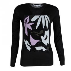 Dior Black Sequined Panel Detail Cashmere Sweater M