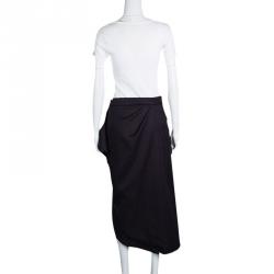 Dior Indigo Draped Wool Asymmetric Midi Skirt L