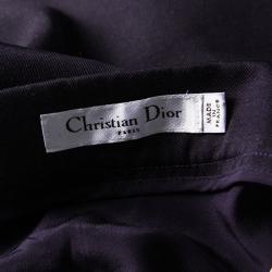 Dior Indigo Draped Wool Asymmetric Midi Skirt L