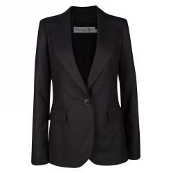 Dior Black and Blue Striped Wool Tailored Blazer S