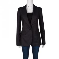 Dior Black and Blue Striped Wool Tailored Blazer S