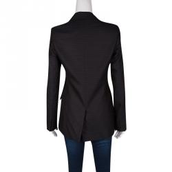 Dior Black and Blue Striped Wool Tailored Blazer S