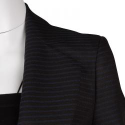Dior Black and Blue Striped Wool Tailored Blazer S