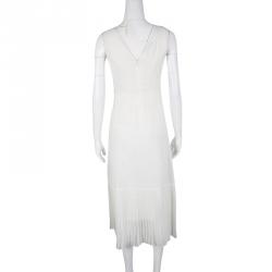 Dior Off White Pleated Silk Midi Dress S