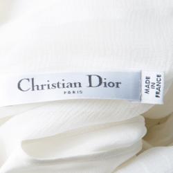 Dior Off White Pleated Silk Midi Dress S