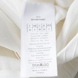 Dior Off White Pleated Silk Midi Dress S