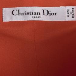 Dior Orange Silk and Wool Blend Asymmetric Button Front Sleeveless Maxi Dress M