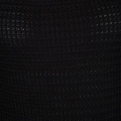 Dior Black Cotton Silk Knit Cutout Detail Off Shoulder Top L