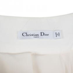 Dior Off White Gathered Cotton Blend Tulle Underlay Dirndl Midi Skirt S
