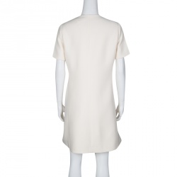 Dior Cream Wool Silk Side Button Detail Dress M