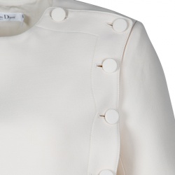 Dior Cream Wool Silk Side Button Detail Dress M