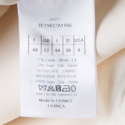 Dior Cream Wool Silk Side Button Detail Dress M