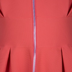 Pre Owned Dior Orange Pleat Detail Zip Front  Dress M