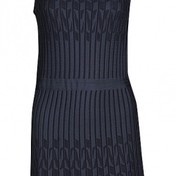Dior Grey Patterned Jaquard Rib Knit Sleeveless Fit and Flare Dress M