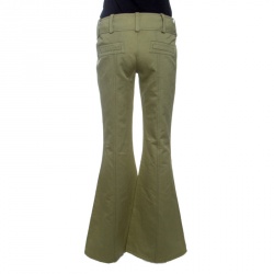 Pre Owned بنطلون ديور بوتيك فينتدج قطن أخضر كاكي وكتان واسع S