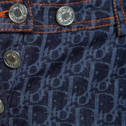 Pre Owned بنطلون ديور فلايت لاين دينيم أزرق داكن مطبوع بالشعار ثلاث أربع S