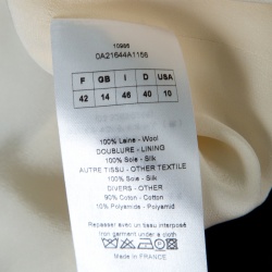Pre Owned Dior Monochrome Lace Insert Ruffle Detail Silk Wool Dress L