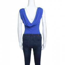 Pre Owned Dior Royal Blue Silk Cowl Back Detail Sleeveless Body Suit S