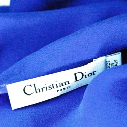 Pre Owned Dior Royal Blue Silk Cowl Back Detail Sleeveless Body Suit S