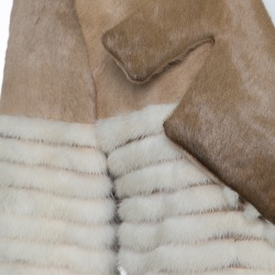 Dior Brown and Off White Mink and Calfskin Paneled Jacket M