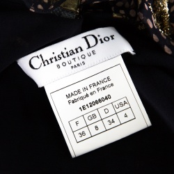 Pre Owned Dior Navy Blue Lurex Detail Ruffled Dotted Asymmetric Dress S