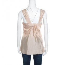 Pre Owned Dior Boutique Beige Draped Silk Sleeveless Top S