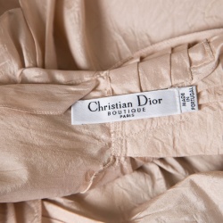 Pre Owned Dior Boutique Beige Draped Silk Sleeveless Top S