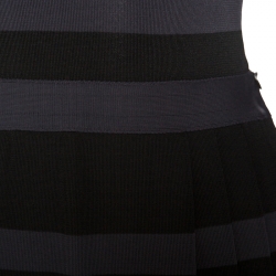 Dior Grey and Black Striped Knit Long Sleeve Peplum Top S