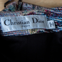 Dior Multicolor Cotton Textured Frayed Hem Dress Coat L