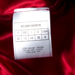 Christian Dior Red Crochet Knit Silk Lined Scalloped Midi Dress M