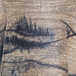 Pre Owned Dior Brown Jute Textured Horse Face Embroidered Frayed Hem Midi Dress S