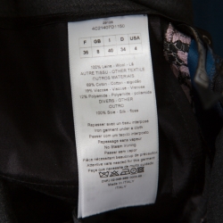 Pre Owned Dior Grey Wool Contrast Lace Panel Detail High Waist Wide Leg Pants S