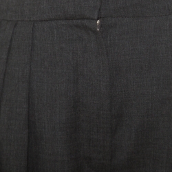 Pre Owned Dior Grey Wool Contrast Lace Panel Detail High Waist Wide Leg Pants S