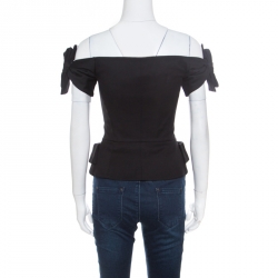 Pre Owned Christian Dior Black Stretch Cotton Eva Off Shoulder Bustier Jacket S