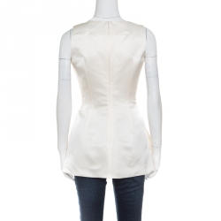 Dior Cream Satin Sleeveless Asymmetric Peplum Top S