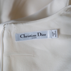 Dior Cream Satin Sleeveless Asymmetric Peplum Top S