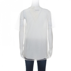 Dior Off White Metallic Le Lion Embroidered Mesh Layered Top L