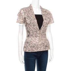 Christian Dior Rose Pink Floral Lace Peplum Blazer M