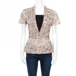 Christian Dior Rose Pink Floral Lace Peplum Blazer M