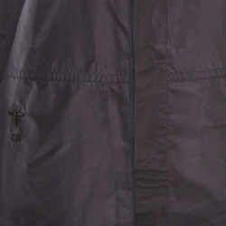 Dior Navy Blue Coated Silk Logo Embroidered Button Down Shirt  M