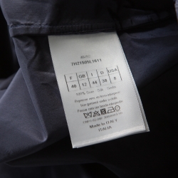 Dior Navy Blue Coated Silk Logo Embroidered Button Down Shirt  M