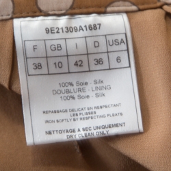 Dior Brown Polka Dotted Silk Chiffon Gathered Skirt M