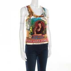 Pre Owned Christian Dior Multicolor Printed Cotton Jersey Tank Top L