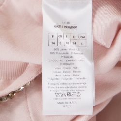 Dior Blush Pink Wool Embellished Strap Detail Cold Shoulder Crop Top S