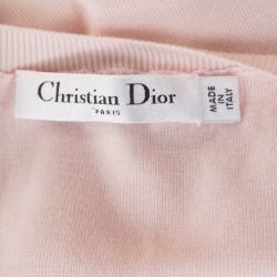 Dior Blush Pink Wool Embellished Strap Detail Cold Shoulder Crop Top S
