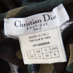 Pre Owned Christian Dior Green Metallic Camouflage Print Cropped Halter Top M