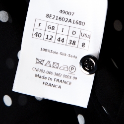 Pre Owned Dior Black and White Silk Polka Dot Pleated Dress M