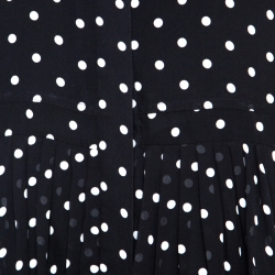 Pre Owned Dior Black and White Silk Polka Dot Pleated Dress M