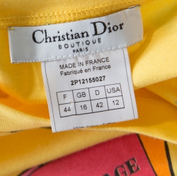 Dior Yellow Trompe L'oeil Print Cotton Crew Neck T Shirt L